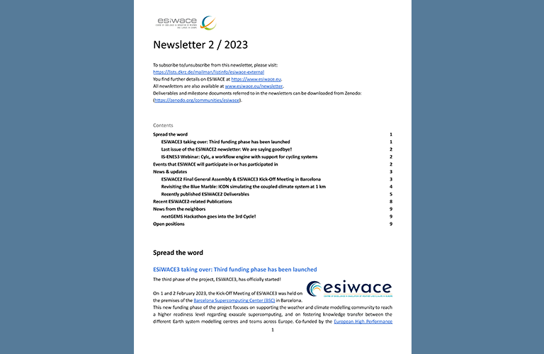 Final issue of the ESiWACE2 newsletter published