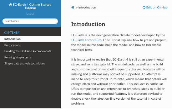 The EC-Earth4 Online Tutorial at ReadTheDocs