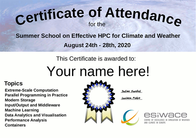 Summer School on Effective HPC for Climate and Weather
